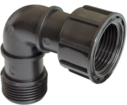 PP Knie binnendraad x buitendraad 1 met O-ring''