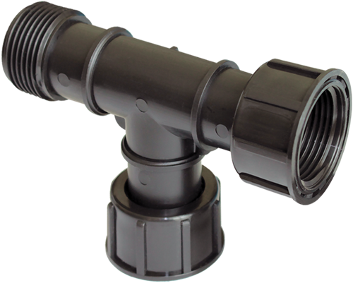 PP Verdeelstuk T-stuk binnendraad x buitendraad 1 met O-ring''