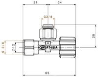 Hoekstopkraan 3/8" Wartel x 12 MM-2