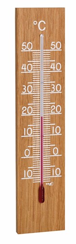 TFA Binnen/buitenthermometer analoog van eikenhout - geolied