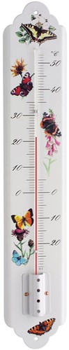 TFA Binnen/buitenthermometer analoog vlindermotief - metaal