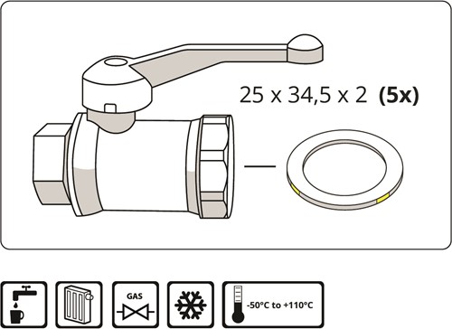 Gaskraan-dichting 3/4 '' HTB DIN 30653-2