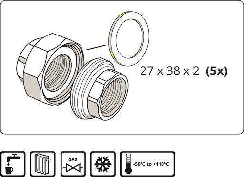 Gas-schroefdichting 1/2 '' HTB DIN 30653-2
