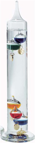 TFA Galileithermometer vloeistofthermometer - multi-color, gouden markeringen, 5 bollen - 34cm