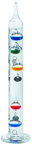 TFA Galileithermometer vloeistofthermometer - multi-color, zilver markeringen, 5 bollen - 28cm