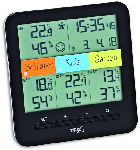 Draadloze thermo-hygrometer met 3 zenders KLIMA@HOME