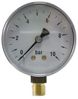 Manometer 7301 63 MM 0-10 Bar 1/4 Onderaansluiting