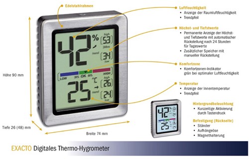TFA Thermo / hygrometer digitaal Exacto''''-2