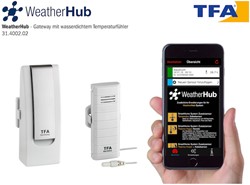 TFA WeatherHub'' Start-Set met temperatuurzender + waterdichte kabelsensor''