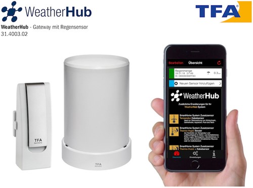 TFA WeatherHub'' Start-Set met draadloze regenmeter''