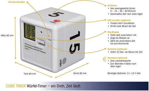 TFA Timer Digitaal Kubus Wit-2
