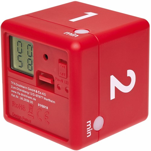TFA Timer Kubus Digitaal Rood-2