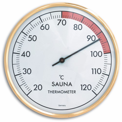 TFA Sauna thermometer analoog - met metalen ring - goudkleurig