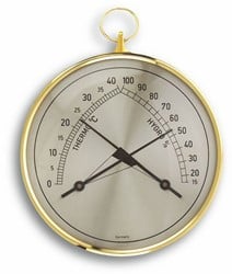 TFA Thermometer / Hygrometer analoog Ø102mm - met messing ring