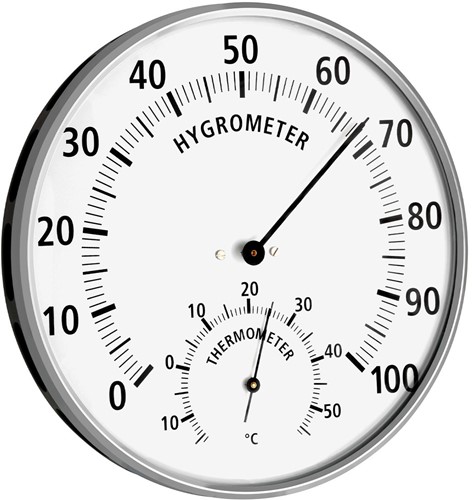 TFA Thermometer / Hygrometer analoog Ø132mm -  met metalen ring