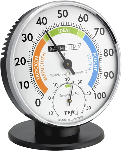 TFA Thermo / Hygrometer analoog Ø102mm - met metalen ring