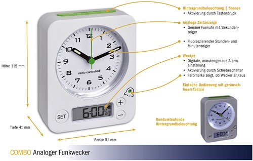 TFA Wekker Analoog Met Alarm Combo Groen-3