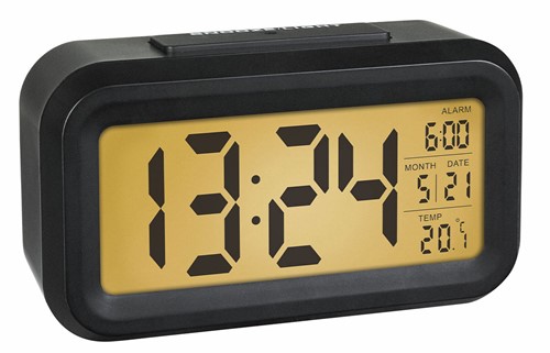 TFA Wekker Digitaal Met Temperatuur Lumio Zwart