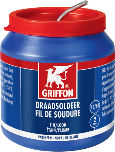 Griffon Draadsoldeer tin/lood 40/60 harskern - 500g Ø2mm pot