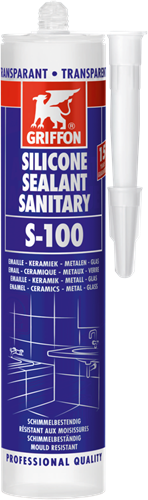 Griffon S-100 SILICONE SANITAIRE - Transparant - waterbestendige siliconenkit voor sanitairafdichtingen - koker 300 ml
