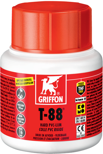 Griffon T-88 - Snelle vloeibare THF-vrije hard PVC-lijm KIWA-KOMO