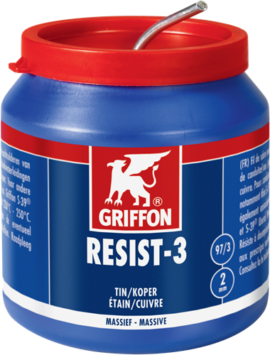 Griffon RESIST-3 - Draadsoldeer Tin/koper 97/3 massief - pot 500g Ø2mm