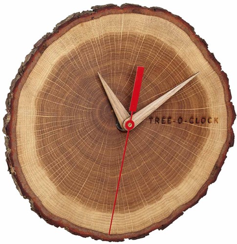 TFA Wandklok Analoog Van Eikenhout ''Tree-o-clock''