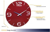 TFA Wandklok Design ''Contour'' Rood-3