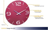 TFA Wandklok Design ''Contour'' Roze-3