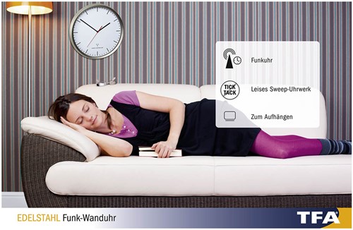 TFA Wandklok Met RVS Frame-2