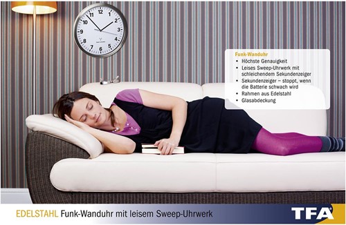 TFA Wandklok Analoog Met RVS Frame-2