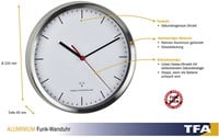 TFA Wandklok Analoog Met RVS Frame-2