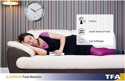 TFA Wandklok Analoog Met RVS Frame-3