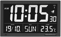 TFA Wandklok digitaal met temperatuur - XL - radioklok