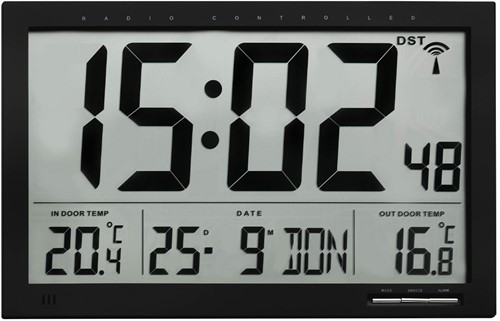 TFA Wandklok Digitaal XL Met Buiten En Binnentemperatuur