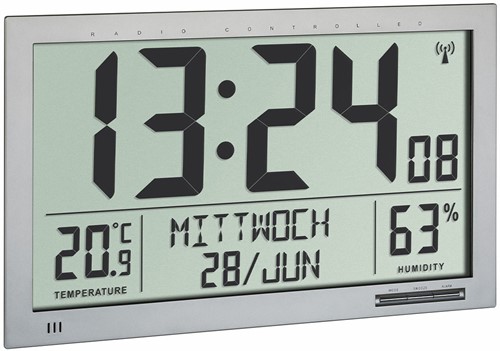 TFA Wandklok XL Digitaal Met Binnen Klimaat