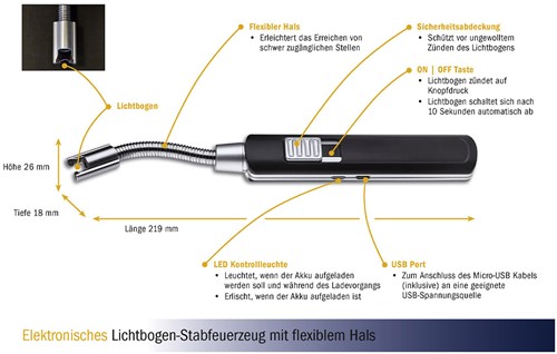 TFA Aansteker Electronische  Accu Li-Ion 26x18x219mm 58 Gram-3