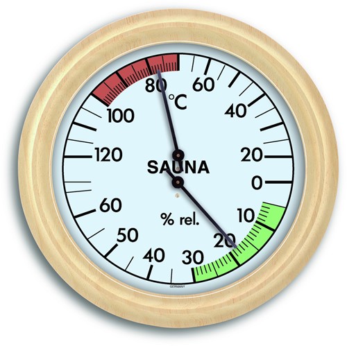TFA Sauna Thermo-Hygrometer analoog - met houten frame