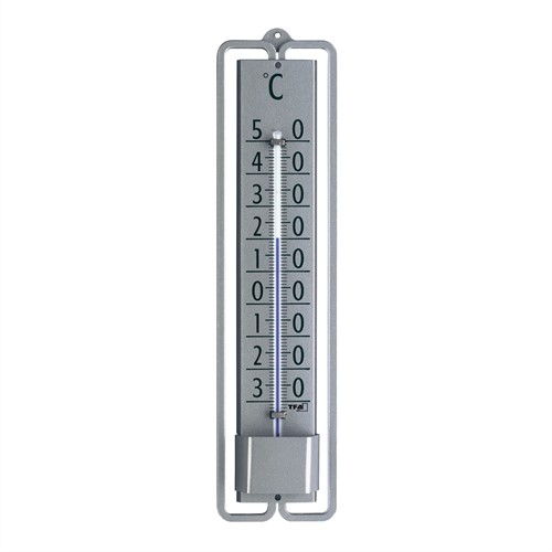TFA Binnen/buitenthermometer analoog van metaal - zilverkleurig - Blister