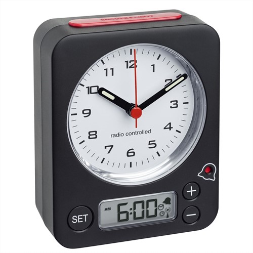 TFA Wekker Analoog Met Alarm Combo Rood