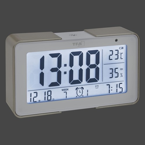 TFA Wekker digitaal met verschillende alarmgeluiden MELODY'' - radioklok - Champagne''-2