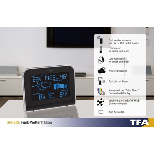 TFA Weatherhub'' Weerstation met 'color sharp' kleurwisseldisplay ''Sphere''''-3
