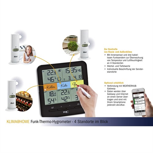 Draadloze thermo-hygrometer met 3 zenders KLIMA@HOME-3