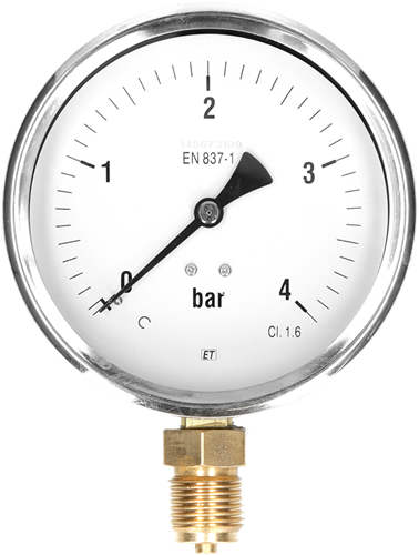 Manometer 7211 100 MM 0-25 Bar 1/2 Onderaansluiting"