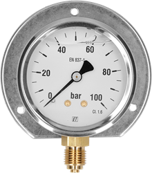 Manometer 7212 63 MM 0-16 Bar Onderaansluiting Frontring