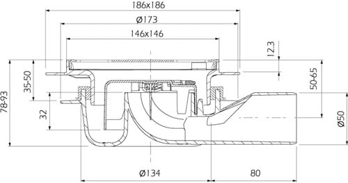 Aquaberg vloerput Kunststof Put/RVS Rooster Opzetstuk+ Flens 50 mm-2