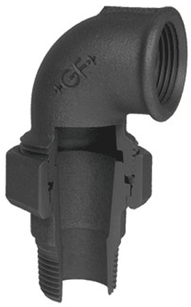 GF haakse koppeling type 98 zwart binnendraad x buitendraad