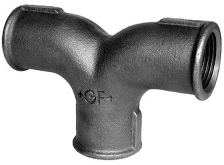 GF T-stuk dubbel gebogen type 132 zwart binnendraad