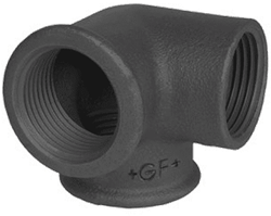 GF knie met zijspruit type 221 zwart binnendraad