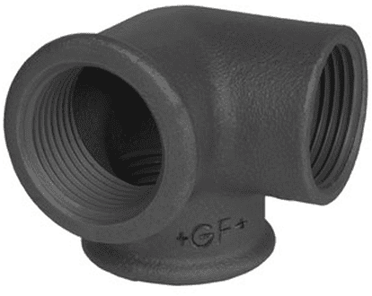 GF knie met zijspruit type 221 zwart binnendraad